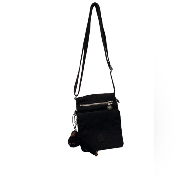 Black Crossbody Kipling Bag with Monkey Keychain - Picture 1 of 3